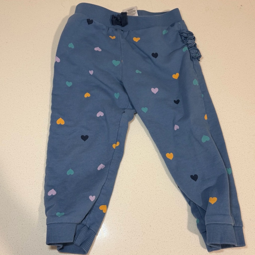 Ruffle Butts 2T Blue Toddler Girl Heart Sweat Pants - Picture 2 of 3
